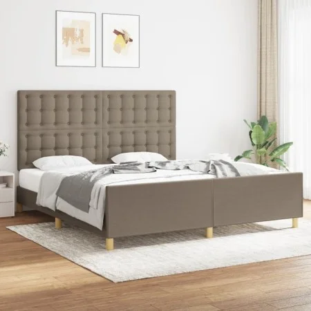 Bed frame with headboard in taupe gray fabric 180x200 cm by vidaXL, Beds and slatted bases - Ref: Foro24-3125401, Price: 262,...