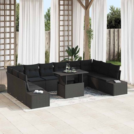 Conjunto de sofá de jardín 11 pcs Negro 100 x 55 x 73 cm