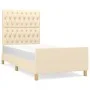Bed frame with cream fabric headboard 90x190 cm by vidaXL, Beds and slatted bases - Ref: Foro24-3125265, Price: 165,54 €, Dis...