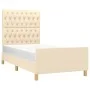 Bed frame with cream fabric headboard 90x190 cm by vidaXL, Beds and slatted bases - Ref: Foro24-3125265, Price: 165,54 €, Dis...