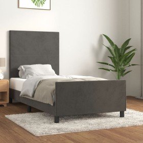 Estructura de cama con cabecero terciopelo gris oscuro 80x200cm