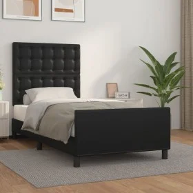 Bed frame with headboard black synthetic leather 90x190 cm by vidaXL, Beds and slatted bases - Ref: Foro24-3125543, Price: 13...