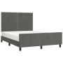 Dark gray velvet bed frame with headboard 140x200 cm by vidaXL, Beds and slatted bases - Ref: Foro24-3125697, Price: 196,75 €...