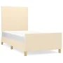 Bed frame with cream fabric headboard 90x200 cm by vidaXL, Beds and slatted bases - Ref: Foro24-3124868, Price: 144,62 €, Dis...
