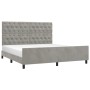 Bed frame with light gray velvet headboard 160x200cm by vidaXL, Beds and slatted bases - Ref: Foro24-3125946, Price: 239,89 €...