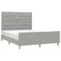Light gray fabric bed frame with headboard 140x190 cm by vidaXL, Beds and slatted bases - Ref: Foro24-3125292, Price: 218,51 ...