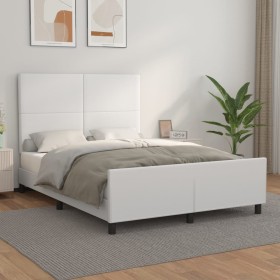 White synthetic leather headboard bed frame 140x200 cm by vidaXL, Beds and slatted bases - Ref: Foro24-3125452, Price: 242,70...