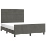 Dunkelgrauer Samtbettrahmen mit Kopfteil 140x190 cm von vidaXL, Betten und Lattenroste - Ref: Foro24-3125813, Preis: 206,80 €...
