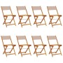 Sillas de jardín plegables 8 uds madera maciza y tela taupe