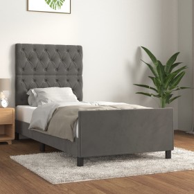 Dark gray velvet bed frame with headboard 80x200cm by vidaXL, Beds and slatted bases - Ref: Foro24-3125905, Price: 163,85 €, ...