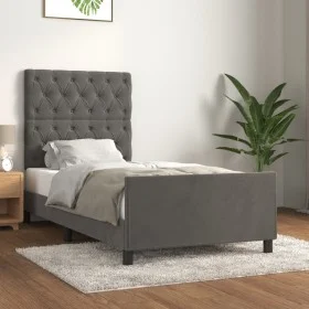 Dark gray velvet bed frame with headboard 80x200cm by vidaXL, Beds and slatted bases - Ref: Foro24-3125905, Price: 160,42 €, ...
