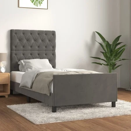 Dark gray velvet bed frame with headboard 80x200cm by vidaXL, Beds and slatted bases - Ref: Foro24-3125905, Price: 162,82 €, ...