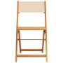 Sillas de jardín plegables 4 uds madera maciza y tela beige