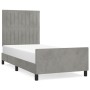 Light gray velvet bed frame with headboard 90x190 cm by vidaXL, Beds and slatted bases - Ref: Foro24-3125849, Price: 162,26 €...