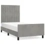 Light gray velvet bed frame with headboard 90x190 cm by vidaXL, Beds and slatted bases - Ref: Foro24-3125849, Price: 150,08 €...