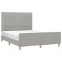 Estructura de cama con cabecero de tela gris claro 140x190 cm