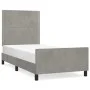 Light gray velvet bed frame with headboard 100x200cm by vidaXL, Beds and slatted bases - Ref: Foro24-3125678, Price: 129,19 €...