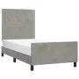 Light gray velvet bed frame with headboard 100x200cm by vidaXL, Beds and slatted bases - Ref: Foro24-3125678, Price: 129,19 €...