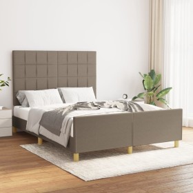 Estructura de cama con cabecero de tela gris taupe