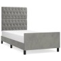 Light gray velvet bed frame with headboard 90x200 cm by vidaXL, Beds and slatted bases - Ref: Foro24-3125916, Price: 157,81 €...