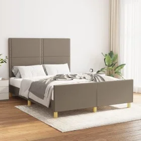 Bed frame with headboard in taupe gray fabric 140x190 cm by vidaXL, Beds and slatted bases - Ref: Foro24-3124972, Price: 201,...