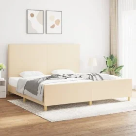 Estructura de cama con cabecero de tela color crema 200x200 cm de vidaXL, Camas y somieres - Ref: Foro24-3124924, Precio: 255...