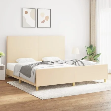 Estructura de cama con cabecero de tela color crema 200x200 cm de vidaXL, Camas y somieres - Ref: Foro24-3124924, Precio: 255...
