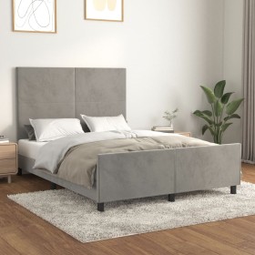 Bettgestell mit hellgrauem Samtkopfteil 140x190cm von vidaXL, Betten und Lattenroste - Ref: Foro24-3125635, Preis: 225,82 €, ...