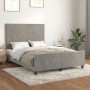 Bed frame with light gray velvet headboard 140x190cm by vidaXL, Beds and slatted bases - Ref: Foro24-3125635, Price: 225,82 €...
