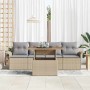 Conjunto de sofá de jardín con cojín 5 pcs beige y gris claro