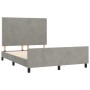 Bed frame with light gray velvet headboard 140x190cm by vidaXL, Beds and slatted bases - Ref: Foro24-3125635, Price: 225,82 €...