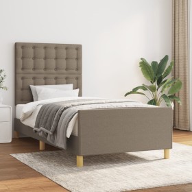 Bed frame with headboard in taupe gray fabric 90x190 cm by vidaXL, Beds and slatted bases - Ref: Foro24-3125345, Price: 154,3...