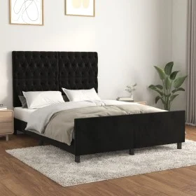 Bed frame with black velvet headboard 140x190 cm by vidaXL, Beds and slatted bases - Ref: Foro24-3125936, Price: 264,95 €, Di...