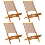 Sillas de jardín plegables 4 uds madera maciza y tela taupe