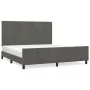 Bed frame with dark gray velvet headboard 160x200 cm by vidaXL, Beds and slatted bases - Ref: Foro24-3125642, Price: 208,14 €...