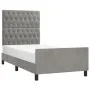 Light gray velvet bed frame with headboard 90x190 cm by vidaXL, Beds and slatted bases - Ref: Foro24-3125910, Price: 161,37 €...