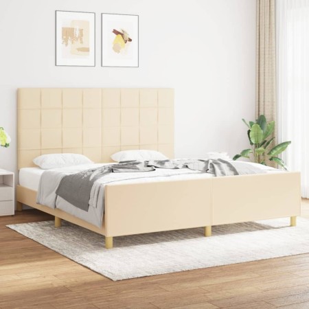 Bed frame with cream fabric headboard 180x200 cm by vidaXL, Beds and slatted bases - Ref: Foro24-3125078, Price: 265,17 €, Di...