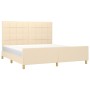 Bed frame with cream fabric headboard 180x200 cm by vidaXL, Beds and slatted bases - Ref: Foro24-3125078, Price: 265,17 €, Di...
