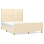 Bed frame with cream fabric headboard 140x190 cm by vidaXL, Beds and slatted bases - Ref: Foro24-3124973, Price: 194,58 €, Di...