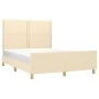 Bed frame with cream fabric headboard 140x190 cm by vidaXL, Beds and slatted bases - Ref: Foro24-3124973, Price: 194,58 €, Di...