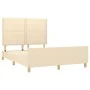 Bed frame with cream fabric headboard 140x190 cm by vidaXL, Beds and slatted bases - Ref: Foro24-3124973, Price: 194,58 €, Di...