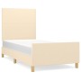 Bed frame with cream fabric headboard 90x190 cm by vidaXL, Beds and slatted bases - Ref: Foro24-3124860, Price: 154,28 €, Dis...