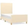 Bed frame with cream fabric headboard 90x190 cm by vidaXL, Beds and slatted bases - Ref: Foro24-3124860, Price: 150,94 €, Dis...