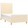 Bed frame with cream fabric headboard 90x190 cm by vidaXL, Beds and slatted bases - Ref: Foro24-3124860, Price: 150,94 €, Dis...