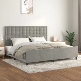 Light gray velvet bed frame with headboard 200x200cm by vidaXL, Beds and slatted bases - Ref: Foro24-3126019, Price: 257,72 €...