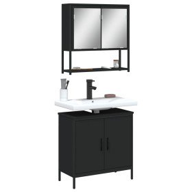 Juego de muebles de baño 2 pzas madera contrachapada negro Juego de muebles de baño 2 pzas madera contrachapada negro