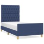 Bed frame with blue fabric headboard 100x200 cm by vidaXL, Beds and slatted bases - Ref: Foro24-3125282, Price: 149,63 €, Dis...