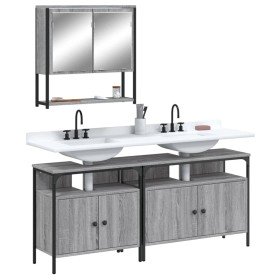 Set de muebles de baño 3 pzas madera contrachapada gris sonoma Set de muebles de baño 3 pzas madera contrachapada gris sonoma