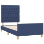 Bed frame with blue fabric headboard 100x200 cm by vidaXL, Beds and slatted bases - Ref: Foro24-3125282, Price: 149,63 €, Dis...