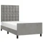 Light gray velvet bed frame with headboard 90x190 cm by vidaXL, Beds and slatted bases - Ref: Foro24-3125971, Price: 148,59 €...